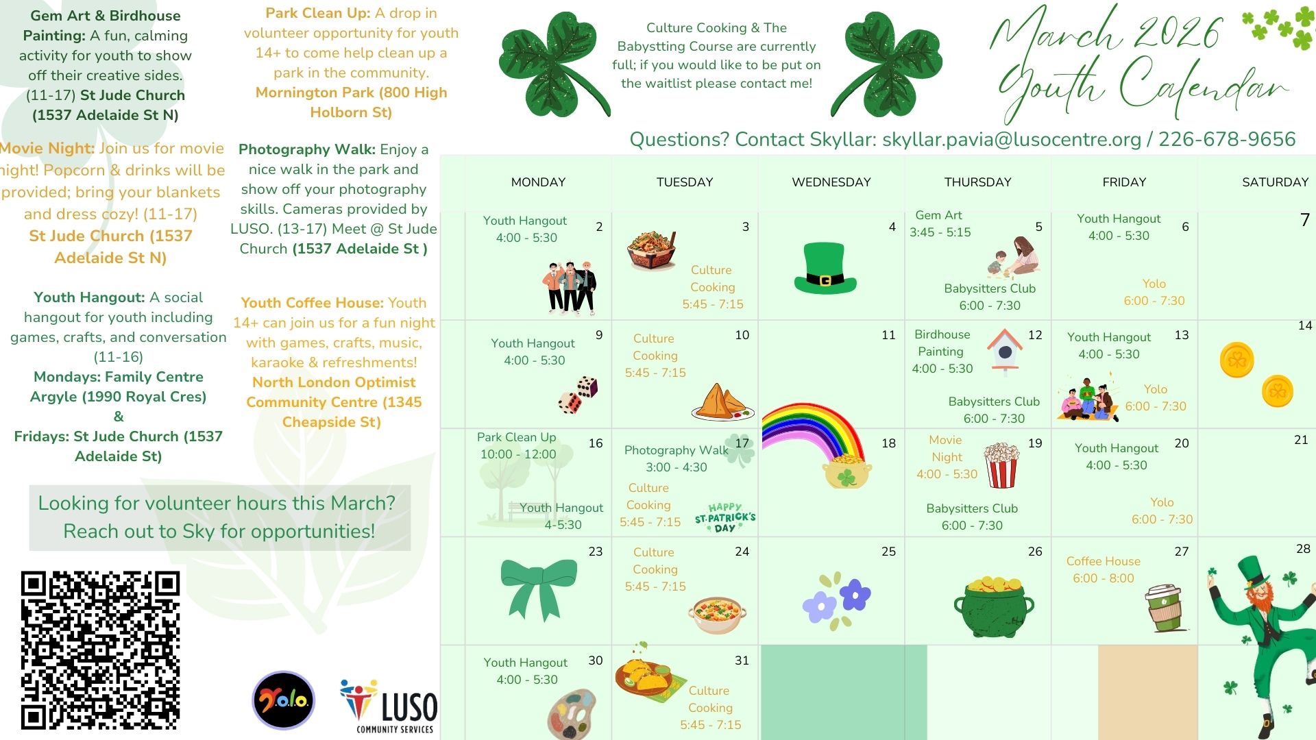 calendar of activities