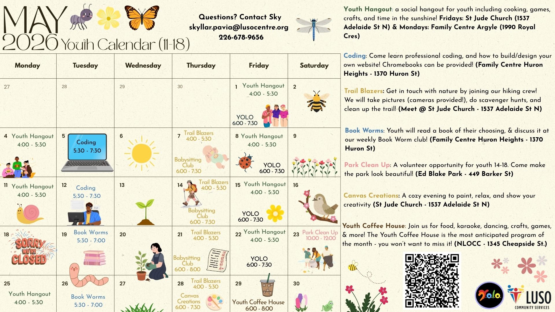 youth calendar of activities